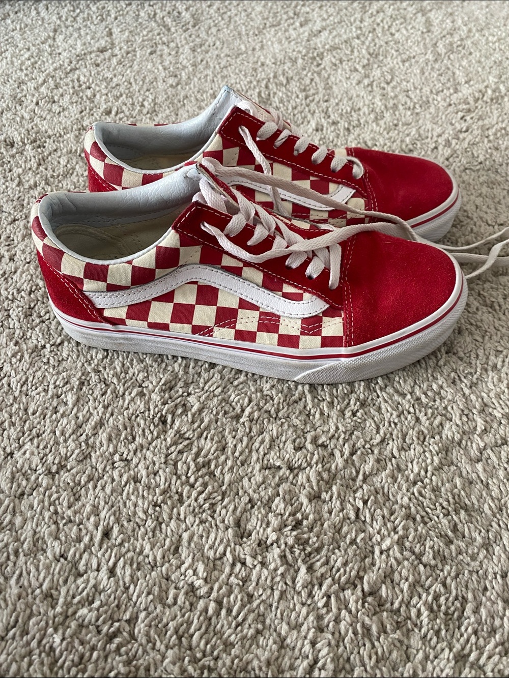 Vans velvet Red and Cream Checkerboard Old school Sneakers